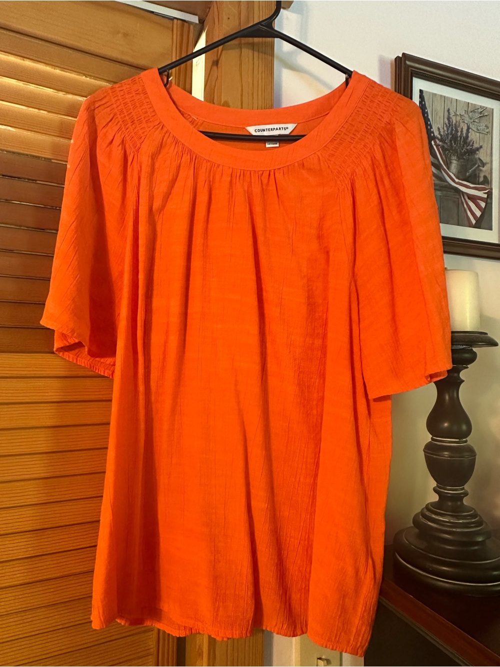 Counterparts Vibrant Orange Smocked Neck Top